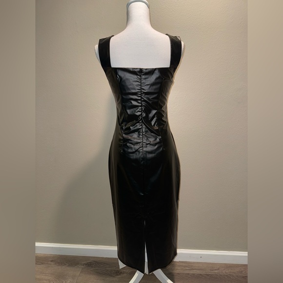 Faux Leather Bodycon Midi Dress - Picture 4 of 4